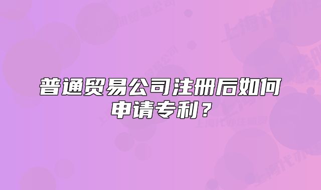 普通貿(mào)易公司注冊(cè)后如何申請(qǐng)專利？