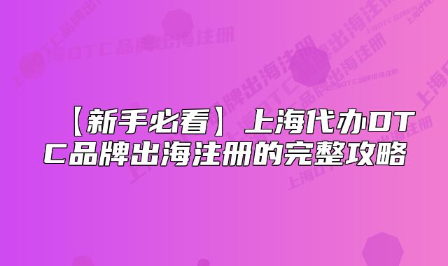 【新手必看】上海代辦DTC品牌出海注冊的完整攻略