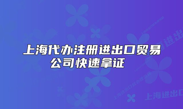 上海代辦注冊進出口貿(mào)易公司快速拿證 
