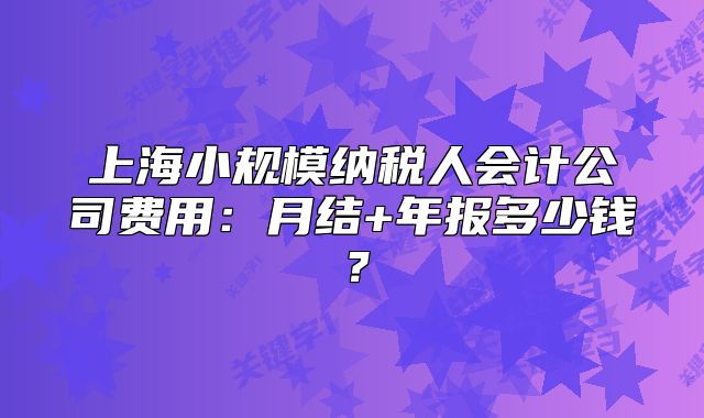 上海小規(guī)模納稅人會計公司費用：月結(jié)+年報多少錢？