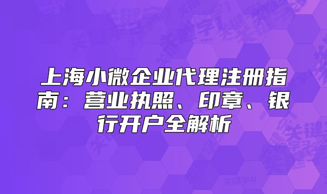 上海小微企業(yè)代理注冊(cè)指南：營(yíng)業(yè)執(zhí)照、印章、銀行開戶全解析