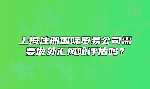 上海注冊(cè)國(guó)際貿(mào)易公司需要做外匯風(fēng)險(xiǎn)評(píng)估嗎？