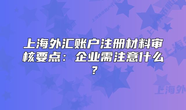 上海外匯賬戶注冊材料審核要點：企業(yè)需注意什么？