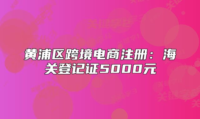 黃浦區(qū)跨境電商注冊：海關登記證5000元