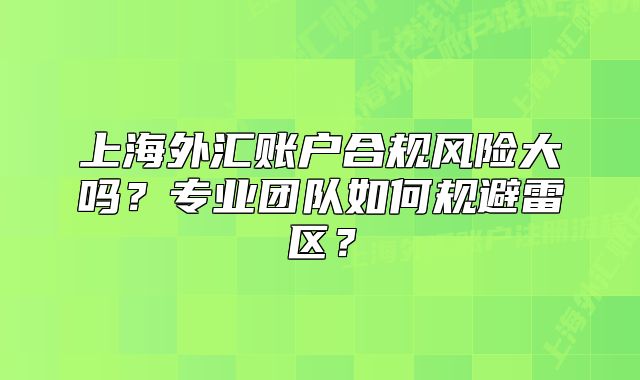 上海外匯賬戶合規(guī)風(fēng)險大嗎？專業(yè)團隊如何規(guī)避雷區(qū)？