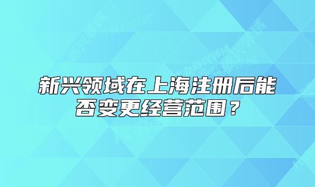 新興領(lǐng)域在上海注冊(cè)后能否變更經(jīng)營(yíng)范圍？