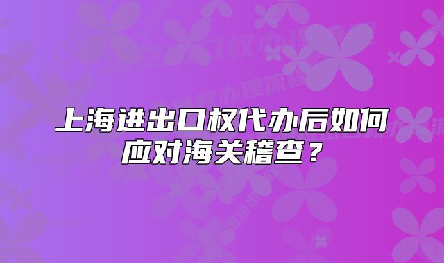 上海進(jìn)出口權(quán)代辦后如何應(yīng)對(duì)海關(guān)稽查？