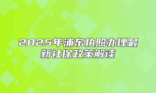 2025年浦東執(zhí)照辦理最新社保政策解讀