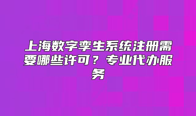 上海數(shù)字孿生系統(tǒng)注冊需要哪些許可？專業(yè)代辦服務(wù)