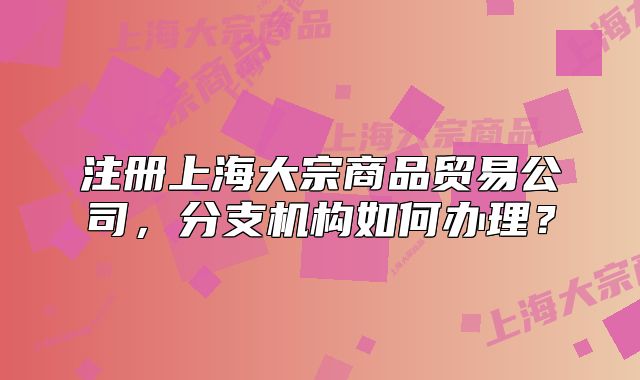 注冊(cè)上海大宗商品貿(mào)易公司，分支機(jī)構(gòu)如何辦理？