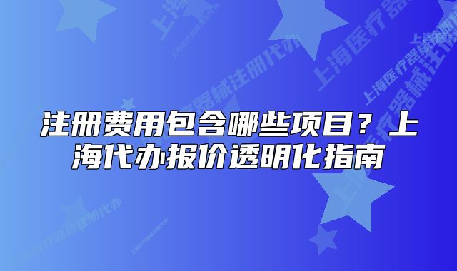注冊(cè)費(fèi)用包含哪些項(xiàng)目？上海代辦報(bào)價(jià)透明化指南