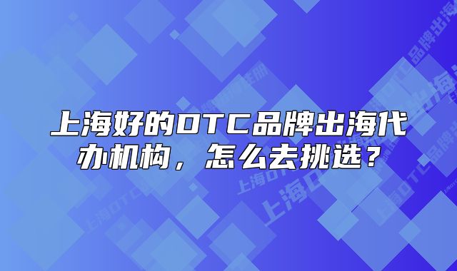 上海好的DTC品牌出海代辦機(jī)構(gòu)，怎么去挑選？