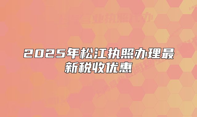 2025年松江執(zhí)照辦理最新稅收優(yōu)惠