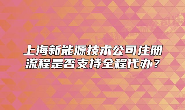 上海新能源技術公司注冊流程是否支持全程代辦？