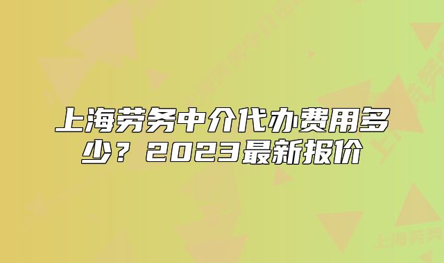 上海勞務(wù)中介代辦費用多少？2023最新報價