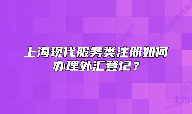 上?，F(xiàn)代服務(wù)類注冊如何辦理外匯登記？