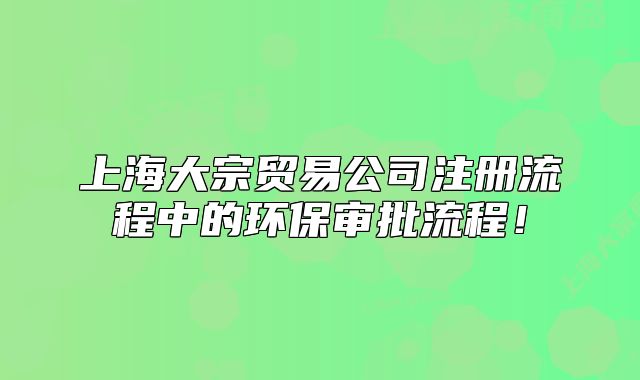 上海大宗貿(mào)易公司注冊流程中的環(huán)保審批流程！