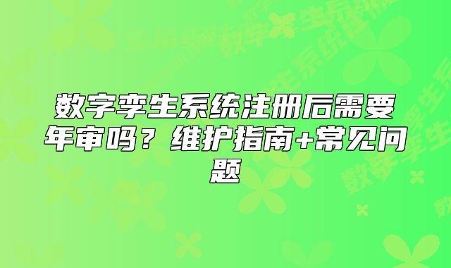 數(shù)字孿生系統(tǒng)注冊(cè)后需要年審嗎？維護(hù)指南+常見問(wèn)題