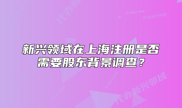 新興領(lǐng)域在上海注冊(cè)是否需要股東背景調(diào)查？