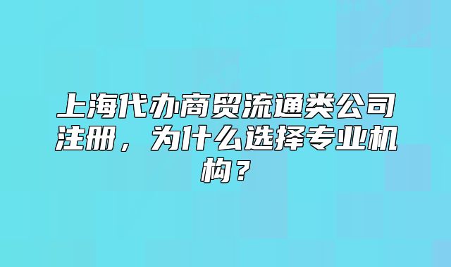 上海代辦商貿(mào)流通類公司注冊，為什么選擇專業(yè)機構(gòu)？