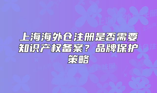 上海海外倉注冊是否需要知識產(chǎn)權(quán)備案？品牌保護策略
