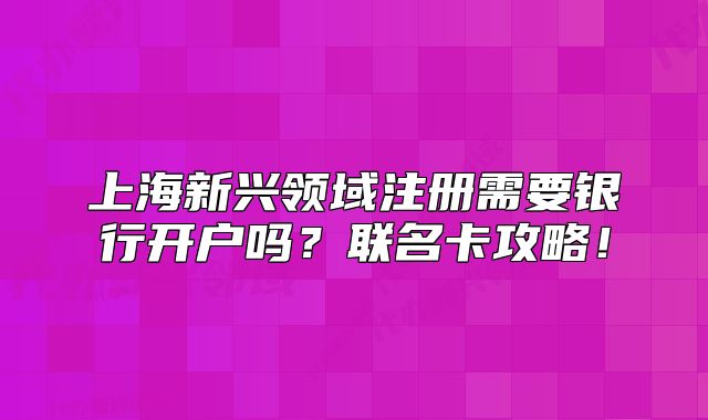 上海新興領(lǐng)域注冊(cè)需要銀行開(kāi)戶嗎？聯(lián)名卡攻略！
