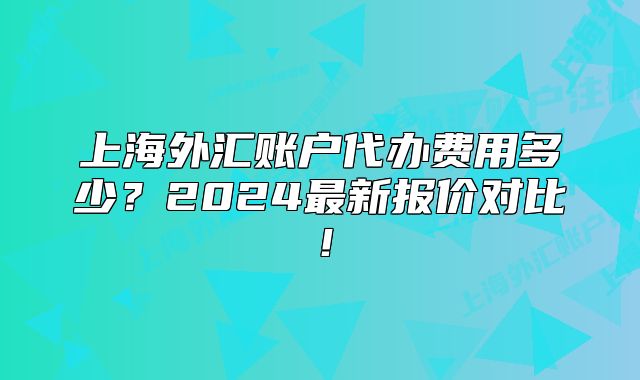上海外匯賬戶代辦費用多少？2024最新報價對比！