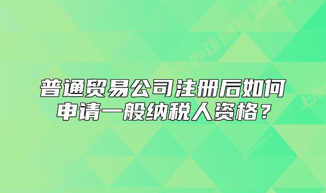 普通貿(mào)易公司注冊(cè)后如何申請(qǐng)一般納稅人資格？