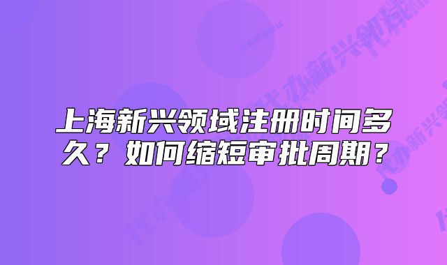 上海新興領(lǐng)域注冊(cè)時(shí)間多久？如何縮短審批周期？