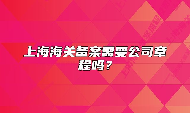 上海海關(guān)備案需要公司章程嗎？