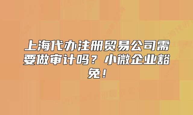 上海代辦注冊貿(mào)易公司需要做審計(jì)嗎？小微企業(yè)豁免！