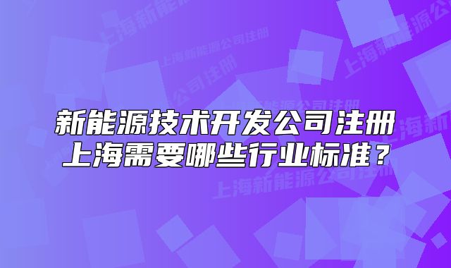 新能源技術(shù)開(kāi)發(fā)公司注冊(cè)上海需要哪些行業(yè)標(biāo)準(zhǔn)？