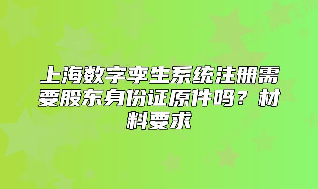 上海數(shù)字孿生系統(tǒng)注冊(cè)需要股東身份證原件嗎？材料要求