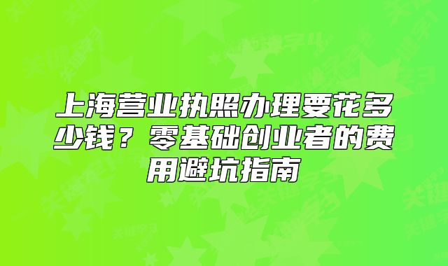 上海營業(yè)執(zhí)照辦理要花多少錢？零基礎(chǔ)創(chuàng)業(yè)者的費(fèi)用避坑指南