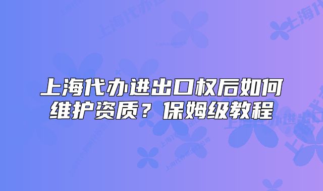 上海代辦進(jìn)出口權(quán)后如何維護(hù)資質(zhì)？保姆級(jí)教程