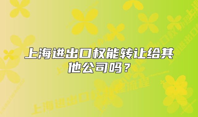 上海進(jìn)出口權(quán)能轉(zhuǎn)讓給其他公司嗎？