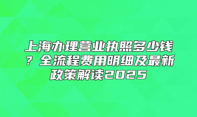 上海辦理營業(yè)執(zhí)照多少錢？全流程費用明細及最新政策解讀2025