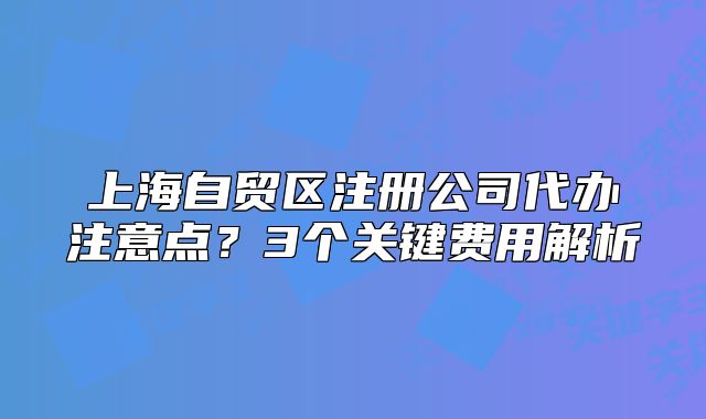 上海自貿(mào)區(qū)注冊公司代辦注意點？3個關(guān)鍵費用解析