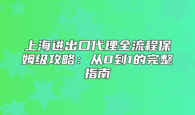 上海進出口代理全流程保姆級攻略：從0到1的完整指南