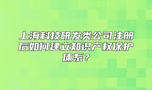 上海科技研發(fā)類公司注冊后如何建立知識產(chǎn)權(quán)保護體系？
