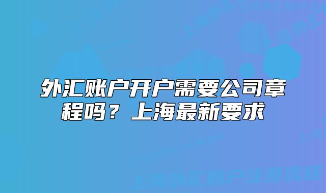 外匯賬戶開戶需要公司章程嗎？上海最新要求