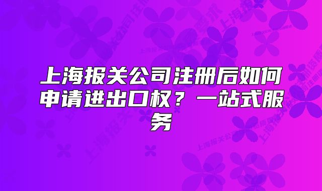 上海報(bào)關(guān)公司注冊(cè)后如何申請(qǐng)進(jìn)出口權(quán)？一站式服務(wù)