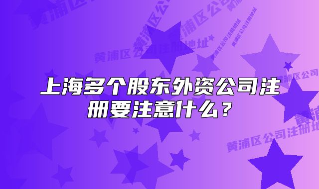 上海多個(gè)股東外資公司注冊要注意什么？