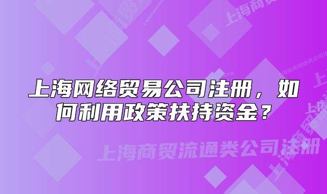 上海網(wǎng)絡(luò)貿(mào)易公司注冊，如何利用政策扶持資金？