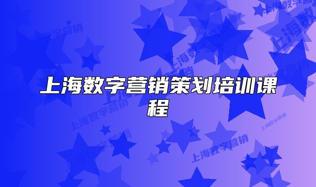 上海數(shù)字營銷策劃培訓(xùn)課程