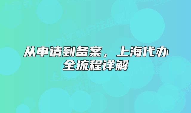 從申請到備案，上海代辦全流程詳解