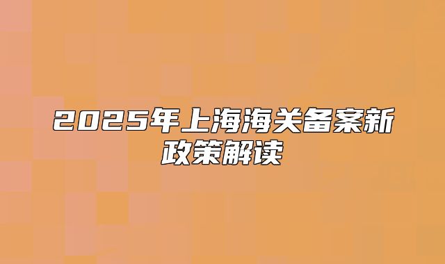 2025年上海海關(guān)備案新政策解讀
