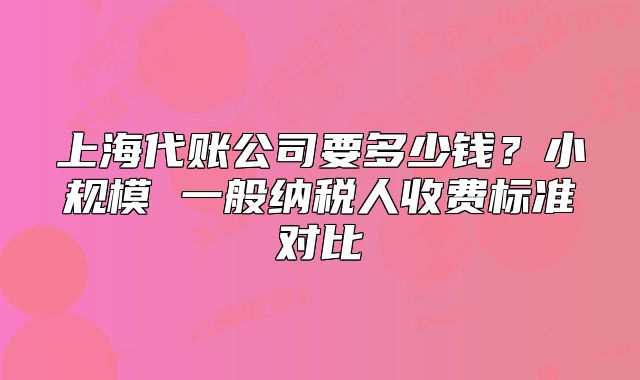 上海代賬公司要多少錢(qián)？小規(guī)模 一般納稅人收費(fèi)標(biāo)準(zhǔn)對(duì)比