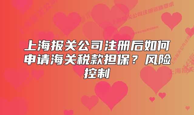 上海報(bào)關(guān)公司注冊(cè)后如何申請(qǐng)海關(guān)稅款擔(dān)保？風(fēng)險(xiǎn)控制
