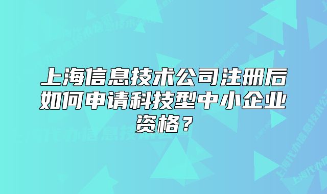 上海信息技術(shù)公司注冊(cè)后如何申請(qǐng)科技型中小企業(yè)資格？